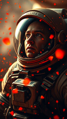 Astronaut in fiery environment, space astronomy theme wallpapers