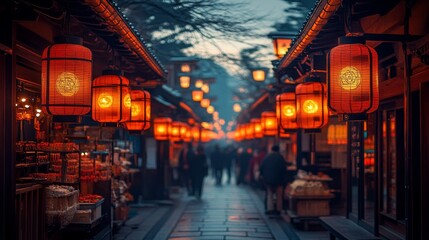 illuminated pathway in a traditional market
