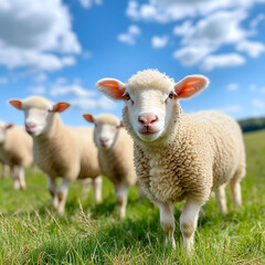 Naklejka premium sheep in the field
