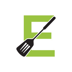 Cooking Logo combine with letter E vector template
