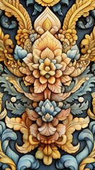 Fototapeta premium elegant thai style textile vintage color pencil style