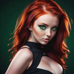 Obraz premium Hot woman in a dress with red hair