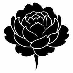 Peony Perfection black silhouette vector