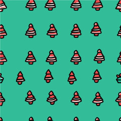 Obraz premium Illustration seamless pattern of cute Christmas trees