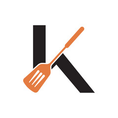 Cooking Logo combine with letter K vector template