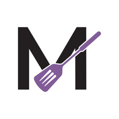 Cooking Logo combine with letter M vector template