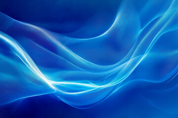 Fototapeta premium A blue abstract background with wavy lines of light