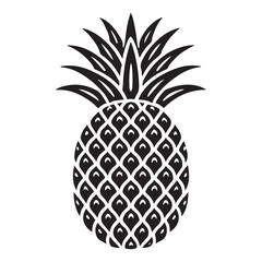 Obraz premium Pineapple Silhouette Vector Illustration, Solid White Background.
