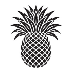 Obraz premium Pineapple Silhouette Vector Illustration, Solid White Background.