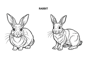 Editable Rabbit Isolated Outline Vector Illustration