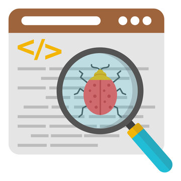 Virus under magnifying glass, debugging