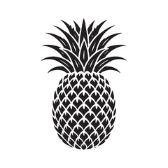 Obraz premium Pineapple Silhouette Vector Illustration, Solid White Background.