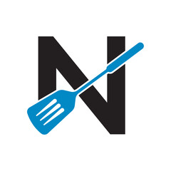 Cooking Logo combine with letter N vector template
