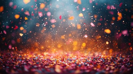 Fototapeta premium Colorful confetti falling in a vibrant celebration