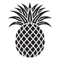 Obraz premium Pineapple Silhouette Vector Illustration, Solid White Background.