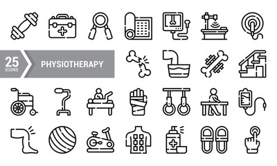 25 Line Icons for Physiotherapy and Rehabilitation.