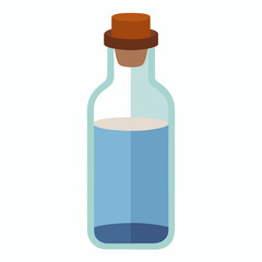 water full glass bottle with white background