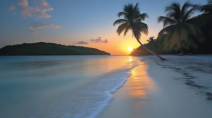 Fototapeta premium Tropical sunset beach scene.