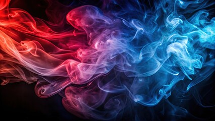 Obraz premium Abstract AI art: red and blue smoke shapes.