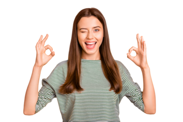 Photo of nice cute girl trying to become some prominent roman emperor and do several actions simultaneously while isolated with yellow background