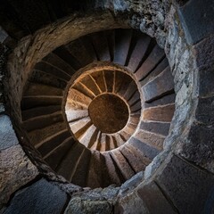 Intricate Spiral Staircase in Ancient Stone Building: A Timeless Architectural Masterpiece