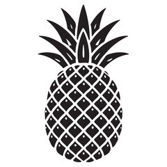 Obraz premium Pineapple Silhouette Vector Illustration, Solid White Background.
