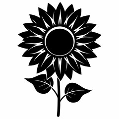 Fototapeta premium Sunflower Shine black silhouette vector