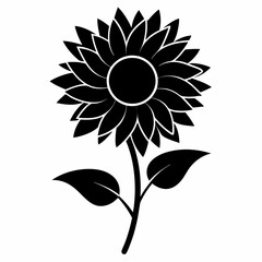 Fototapeta premium Sunflower Shine black silhouette vector