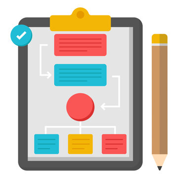 A colored design icon of flowchart