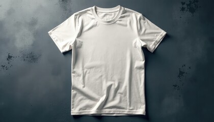 T-Shirt Mockup with Texture. Plain white t-shirt on dark textured background showcasing copy space
