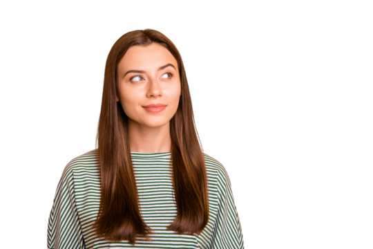 Copyspace photo of wistful girl imagining how to sneak into house unnoticed while isolated with yellow background