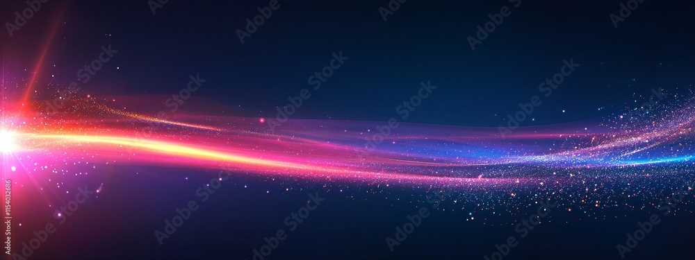 Poster vibrant abstract light trails create dynamic patterns against a dark background, showcasing movement
