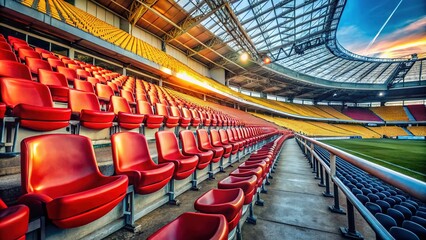Fototapeta premium Empty bleachers, a solitary view of a deserted arena.