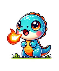 Obraz premium Cute Dragon Breathing Fire png Clipart.