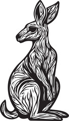 Kangaroo outline line icon black isolated 
