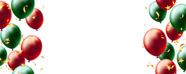 Green and red balloons frame of decoration birthday, festival celebration party, holiday