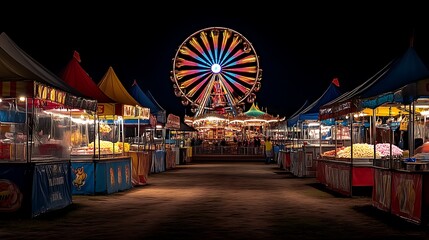Ferris wheel and carnival at night.