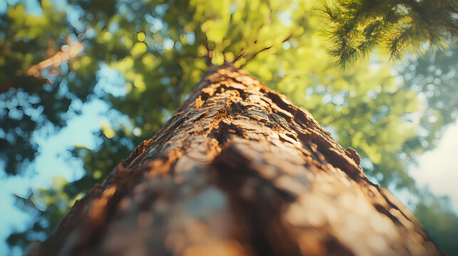 Tilt shift looking up of a giant sequoia time lapse tree nature. generative ai Sequoia. Illustration