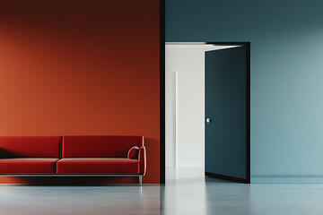 Modern Interior Design with Open Door