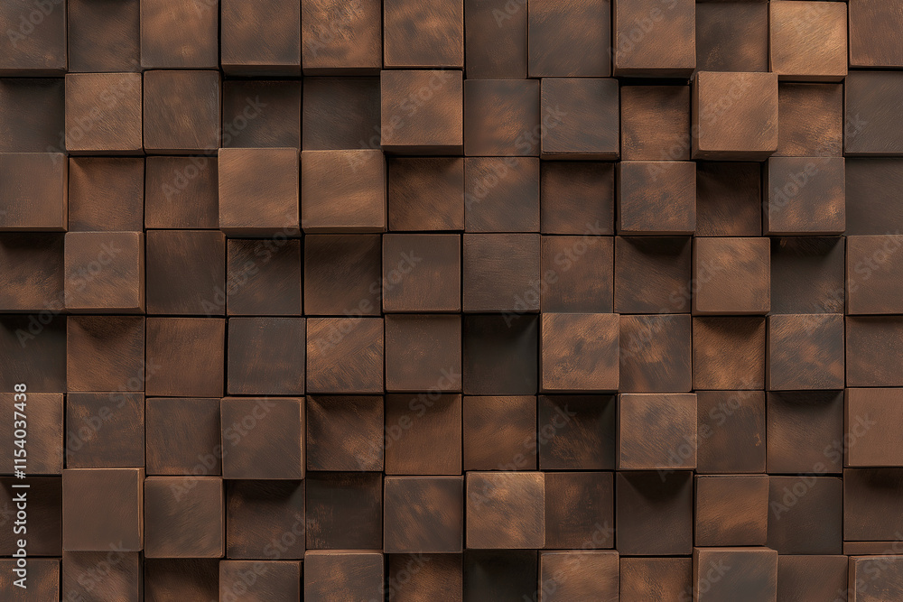 Poster a 3d geometric cube design with metallic accents and muted tones