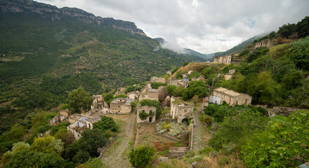 ruins of the ghost town of Gairo, central Sardinia