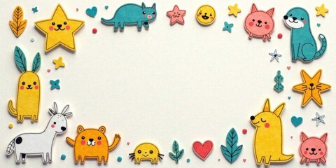 Obraz premium Whimsical Animal Border Frame for Cute Designs and Children's Projects