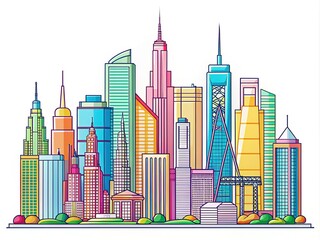 Obraz premium Sleek, continuous line drawing of the New York City skyline. Perfect wall art.