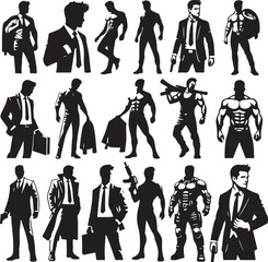 Fototapeta premium Alpha Male Character Sets Vector Illustration