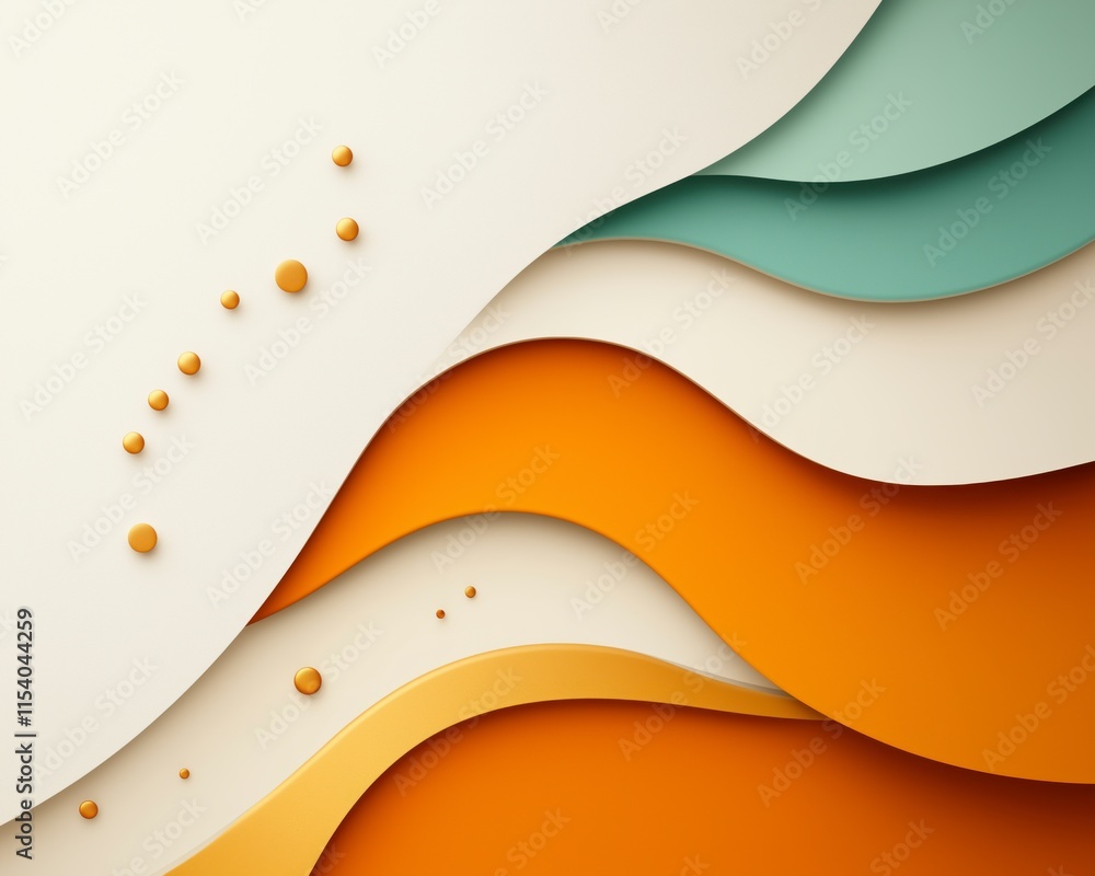 Poster Abstract Exploration of Colorful Layers and Shapes in a Dynamic Composition Featuring Smooth Curves and Dots in a Contemporary Design Aesthetic