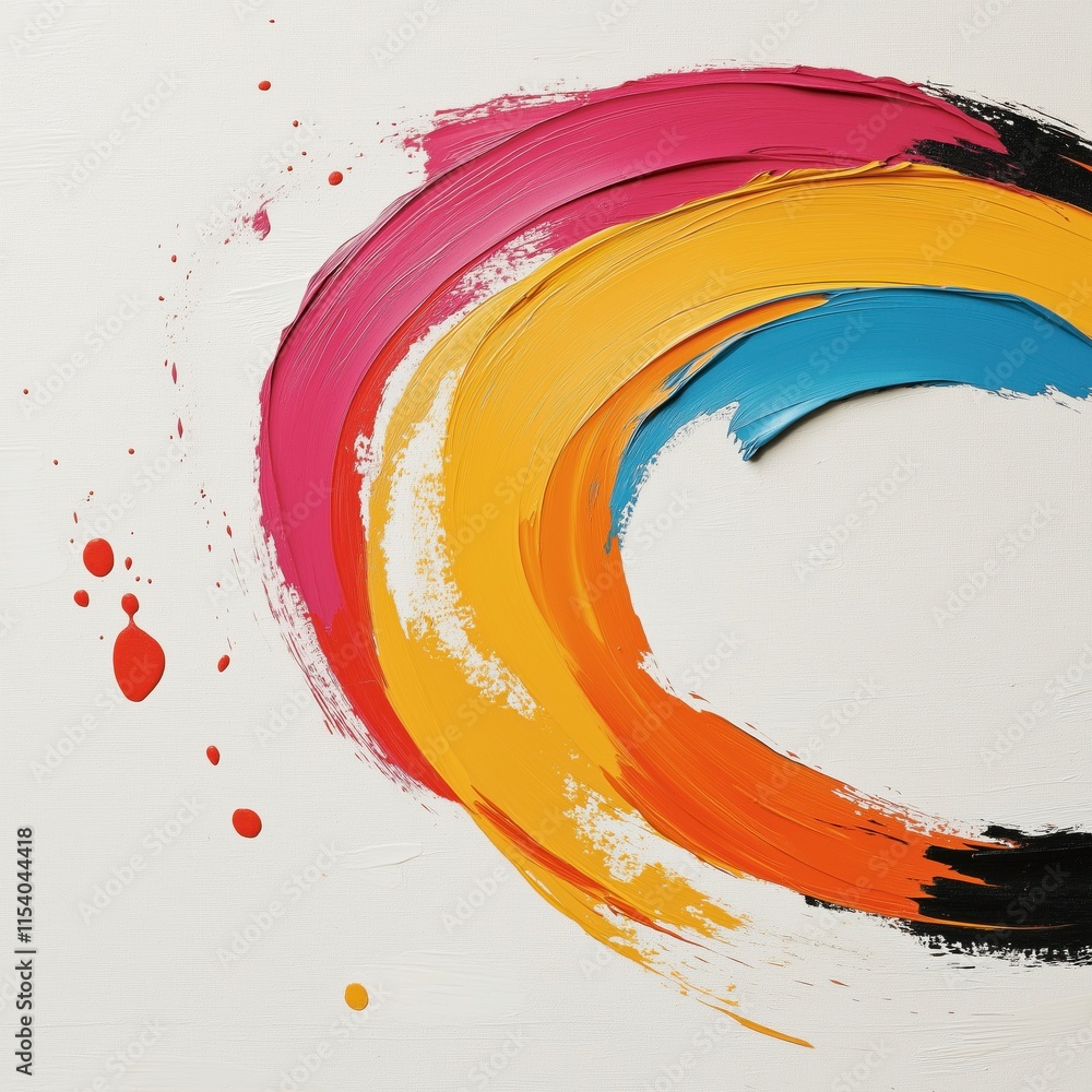 Poster Abstract Freeform Brush Strokes in Bold Colors with Dynamic Movement and Textured Background for Creative Design and Artistic Projects