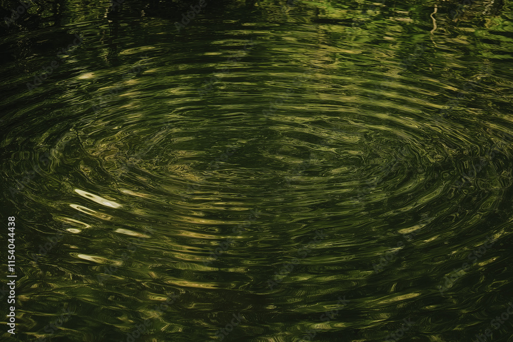 Poster a perfectly round ripple in still water with a faint reflection