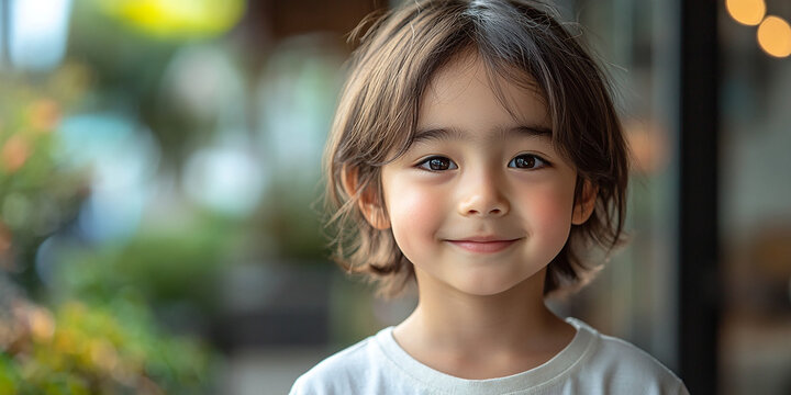 Portrait of an asian child looking at the camera