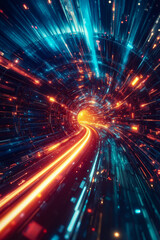 Obraz premium A long exposure shot of a tunnel of light trails in the middle of a city