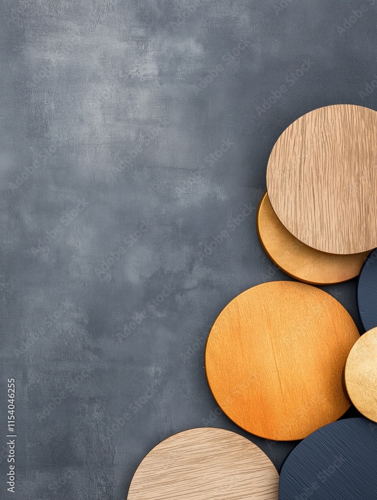 Poster elegant overlapping circular shapes on a textured background in bold colors for modern design applic